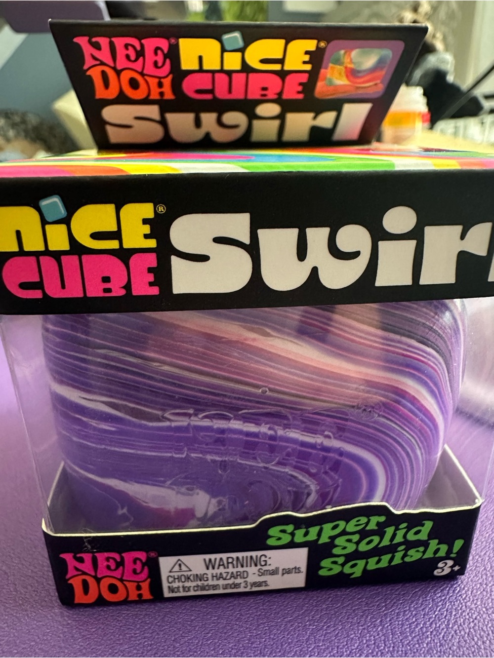 Swirl Super Solid Squish Cube - Purple Swirl